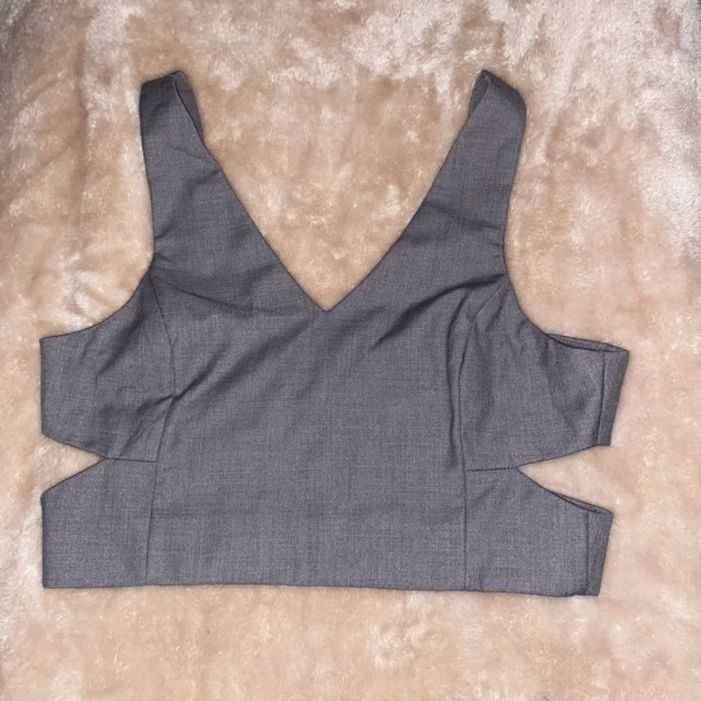 Grey cut out crop top